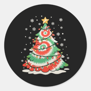 Merry Christmas Tree Tie Dye Xmas Retro Vibes Classic Round Sticker