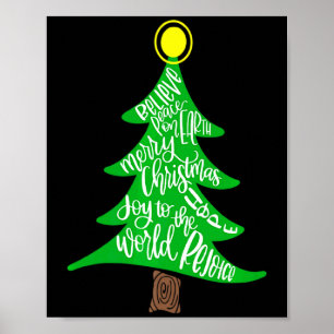 Merry Christmas Tree Tygraphy For Men Women Kid  Poster