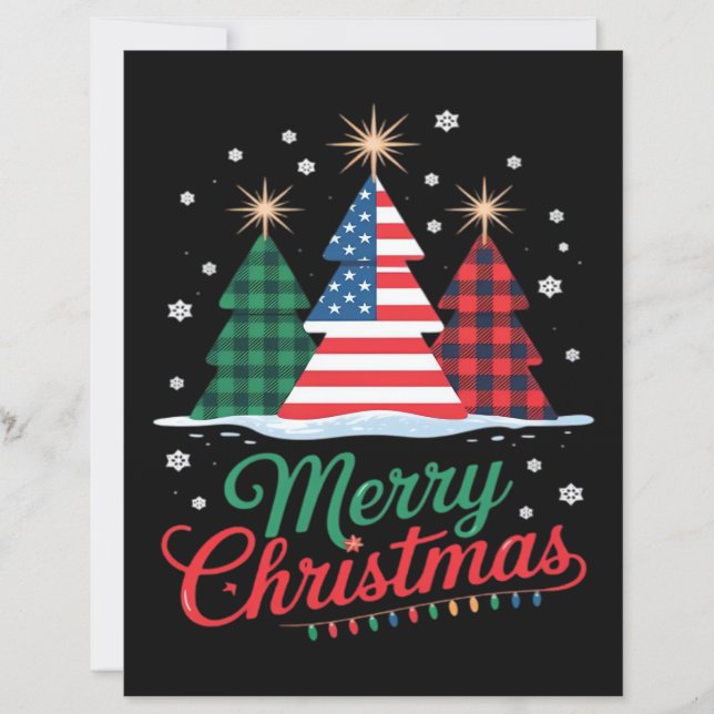 Merry Christmas Tree US Flag Santa Essential (Front)