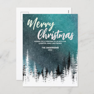 Merry Christmas tree winter Night forest Holiday