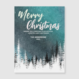 Merry Christmas tree winter Night forest Holiday