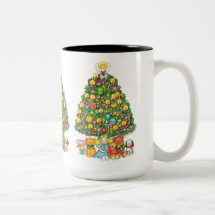Merry Christmas Tree with Angel Two-Tone Coffee Mug