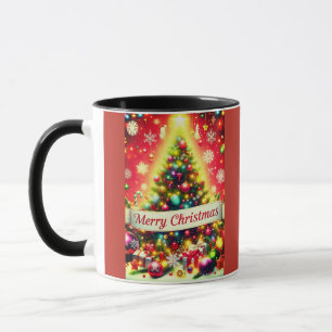 "Merry Christmas Tree with Colourful Ornaments Mug