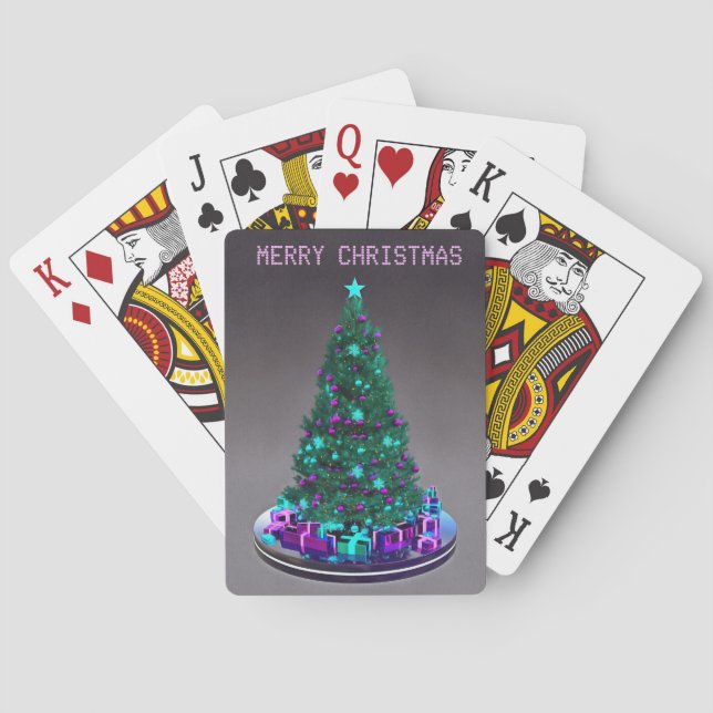 Merry Christmas. Tree with gifts. Playing Cards (Back)