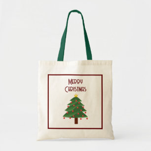 Merry Christmas Tree with Holiday Ornaments Tote Bag