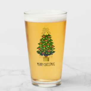 Merry Christmas Tree With Lights Glass