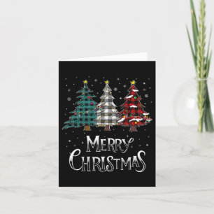 Merry Christmas Tree Xmas Buffalo Plaid Red White  Card