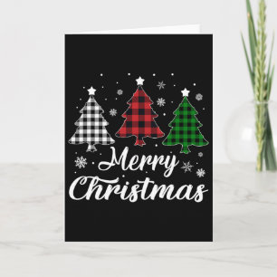 Merry Christmas Tree Xmas Buffalo Plaid Red White  Card