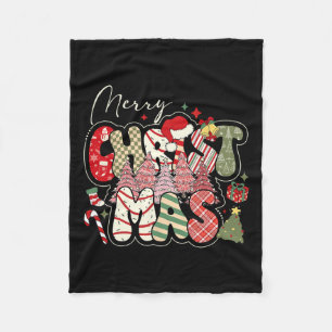 Merry Christmas Tree Xmas Girl Women Family Matchi Fleece Blanket