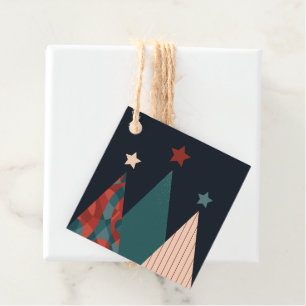 Merry Christmas trees and stars Favour Tags