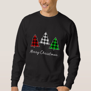 Merry Christmas Trees Buffalo Plaid Xmas Light Vin Sweatshirt