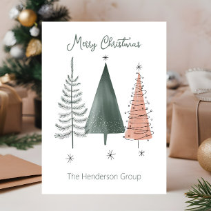 Merry Christmas Trees Business Company QR Code Postcard