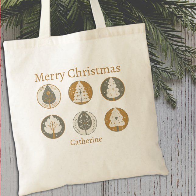 Merry Christmas Trees Elegant  Tote Bag (Creator Uploaded)