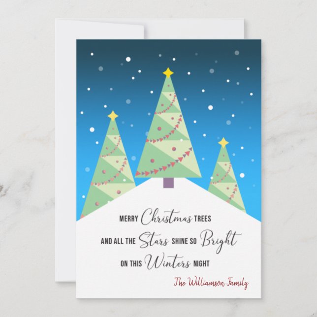 Merry Christmas Trees Haiku Modern Holiday Card (Front)