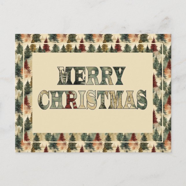 Merry Christmas Trees Holiday Postcard (Front)