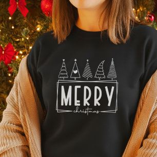 Merry Christmas Trees Minimalist Holiday Sweatshirt