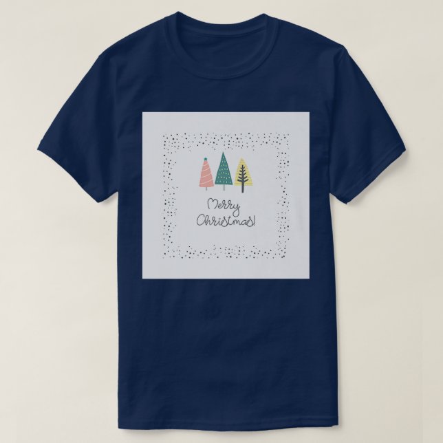 Merry Christmas Trees Pink Green Yellow Print Deco T-Shirt (Design Front)