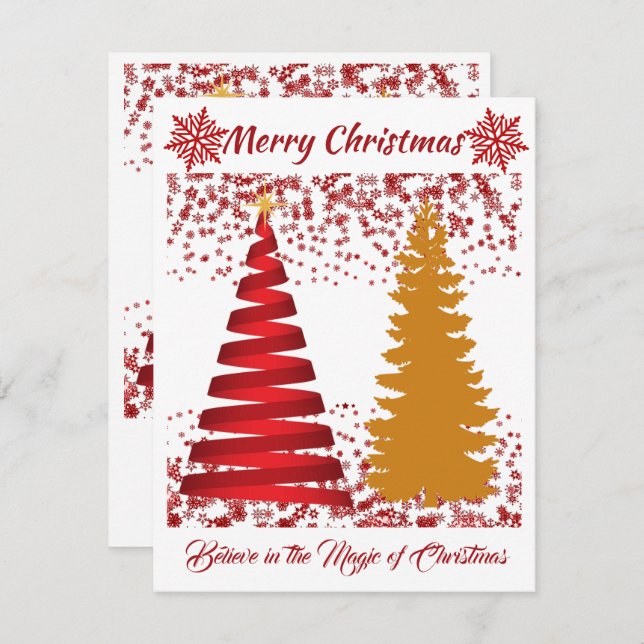 Merry Christmas Trees Red and Golden Shine Holiday (Front/Back)