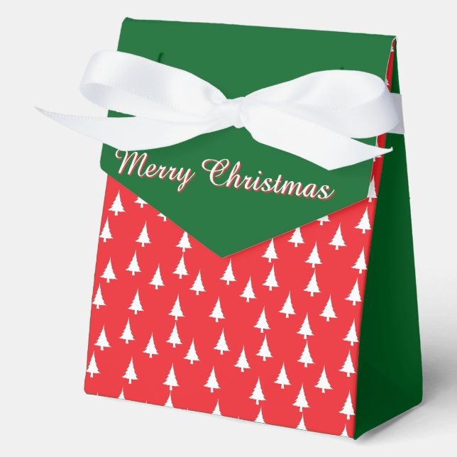 Merry Christmas Trees Red + Green  Favour Box (Front)