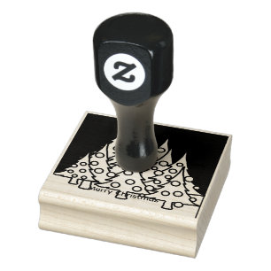 Merry Christmas Trees Rubber Stamp