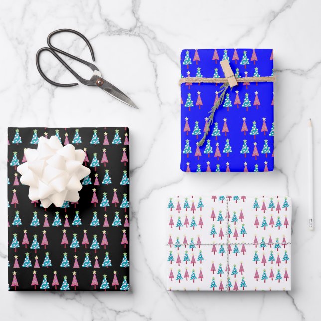 Merry Christmas Trees Sheets Wrapping Paper  (Front)