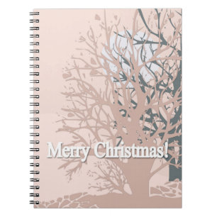 Merry Christmas trees silhouette in blush pink bei Notebook