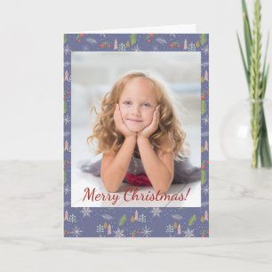 Merry Christmas Trees Snowflakes Flowers Photo Note Card