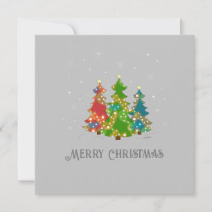 Merry Christmas Trees Snowflakes Modern Grey