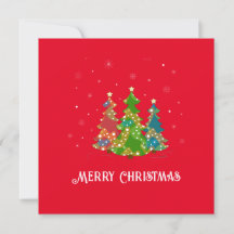 Merry Christmas Trees Snowflakes Modern Red