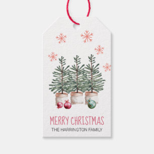 Merry Christmas Trees Snowflakes Personalised Gift Tags