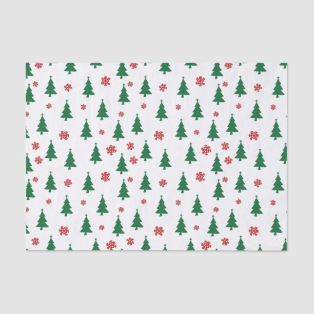 Merry Christmas Trees Tissue Paper (Front)
