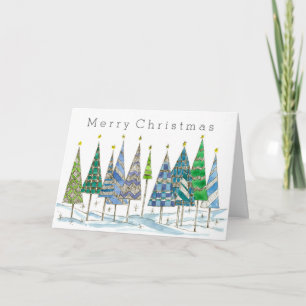Merry Christmas Trees Winter Holiday Card