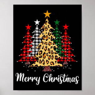 Merry Christmas Trees With Buffalo Plaid &amp; Leo Poster