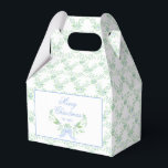 Merry Christmas Trellis and Swag with Blue Bow Favour Box<br><div class="desc">This chic favour box features a grandmillennial Christmas design with a blue and green holly swag with blue bow with text that says "Merry Christmas to You." The background has decorative Blue and green trellis pattern.</div>