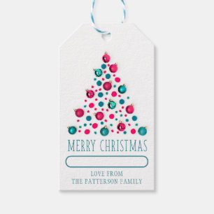 Merry Christmas Trendy Modern Ornament Tree Gift Tags