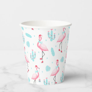 Merry Christmas Tropical Beach Flamingo Paper Cups