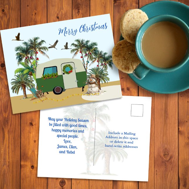Merry Christmas Tropical Camping Postcard (Creator Uploaded)
