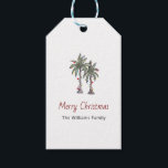 Merry Christmas Tropical Palm Trees Beach  Gift Tags<br><div class="desc">Merry Christmas holiday gift tag,  with a beach palm trees and string lights illustration. With customisable typography lettering,  you add your own information. A tropical addition to your holiday cards and gifts.</div>