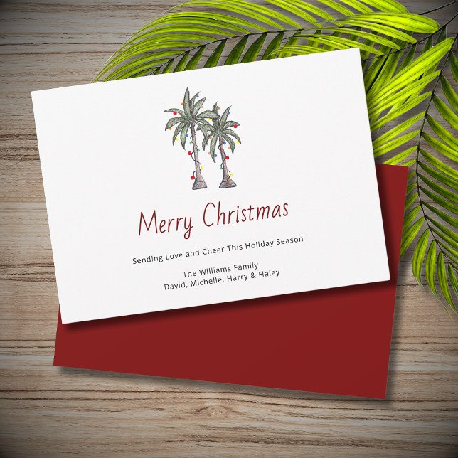 Merry Christmas Tropical Palm Trees Beach  Holiday Card (Creator Uploaded)