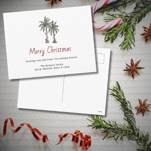Merry Christmas Tropical Palm Trees Beach Holiday Postcard