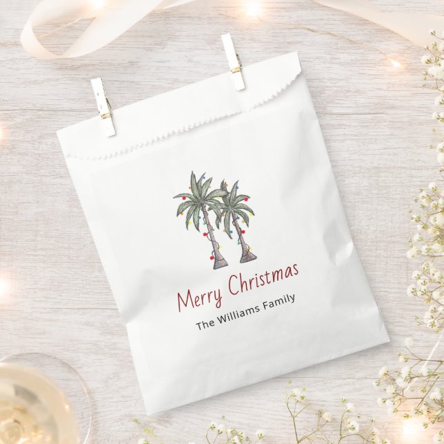 Merry Christmas Tropical Palm Trees Party   Favour Bags (Clipped)
