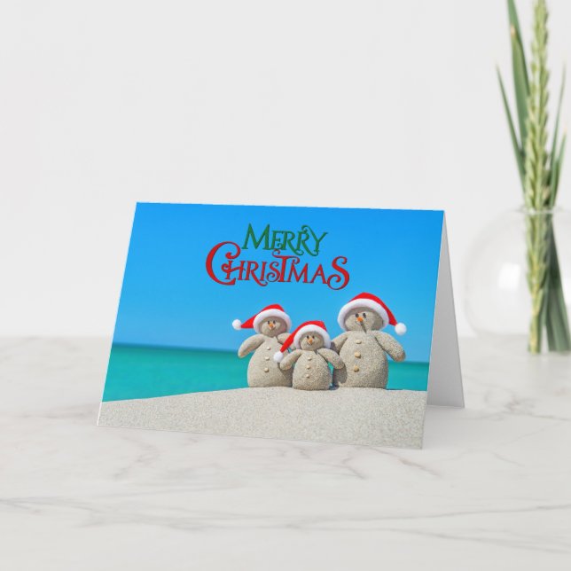 Merry Christmas tropical Snowman Holiday Card (Front)