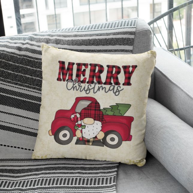 Merry Christmas Truck And Gnome  Cushion (Creator Uploaded)