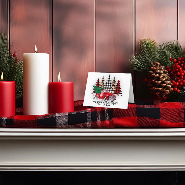 Merry Christmas truck and trees Holiday Card (Creator Uploaded)