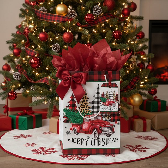 Merry Christmas truck and trees Medium Gift Bag (Creator Uploaded)