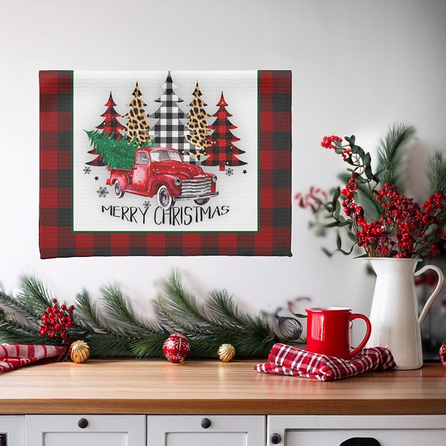 Merry Christmas truck and trees Tea Towel (Creator Uploaded)