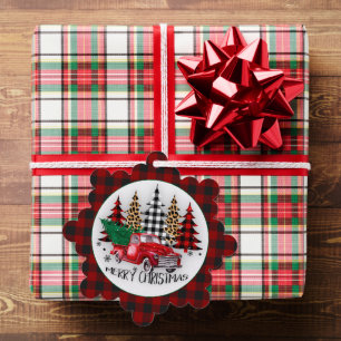 Merry Christmas truck and trees Tree Decoration Card