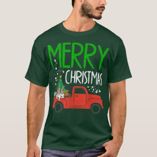 Merry Christmas Truck Christmas Tree Gnome Holiday T-Shirt