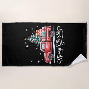 Merry Christmas Truck Funny Tree Essential Beach Towel
