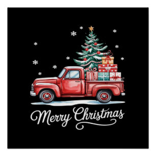 Merry Christmas Truck Funny Tree Essential Poster